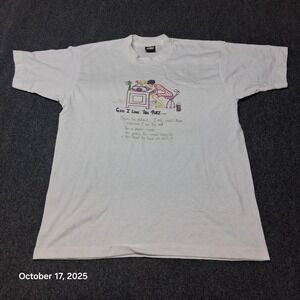 Vintage Novelty Funny Old Person Work T Shirt Size Large White Screen Stars